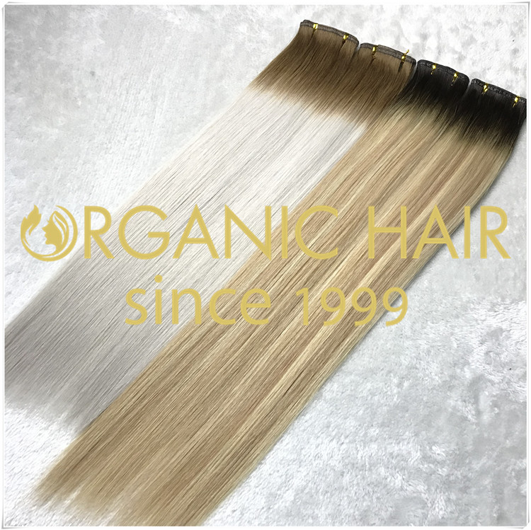 Flat weft custom color top quality hair extensions CNY024